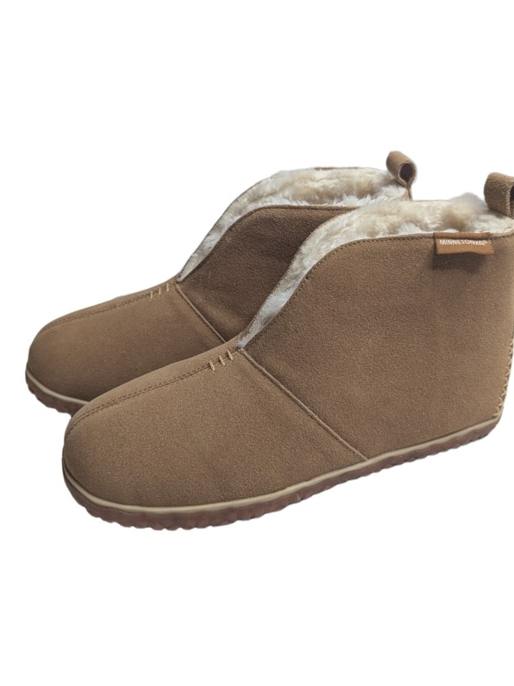 Minnetonka Tucson Bootie Slipper Women Suede Faux Fur Cozy Warm Plush Size 10 M